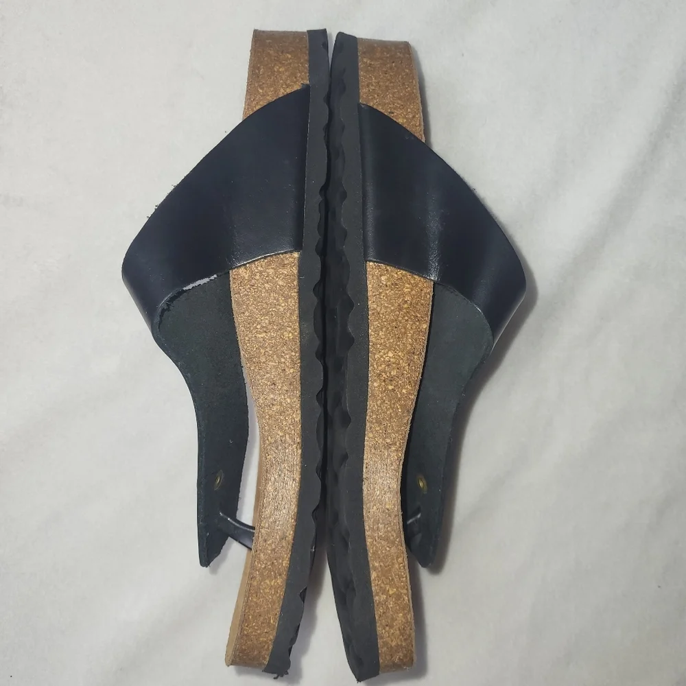Biostep Women's Sandals Size‎ 6.5 Black Leather Uppers Made In Spain